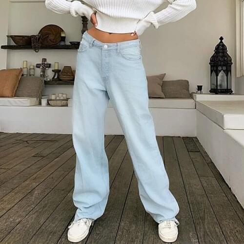 Women Fashion Jeans High Waist Waisted Wide Leg Pants Big Bell Bottoms Casual Baggy Trousers Vintage Streetwear Mom Jeans