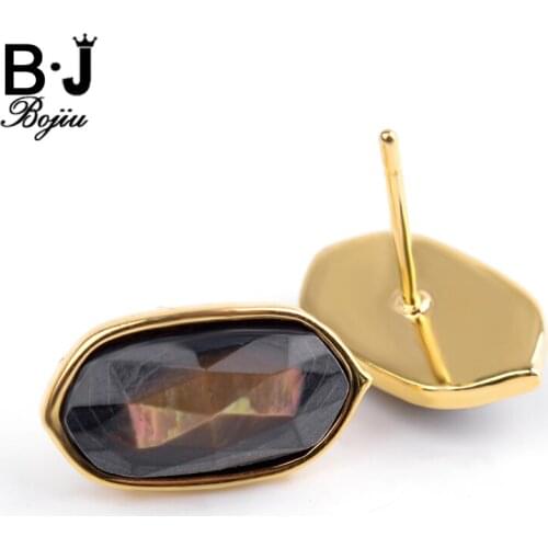 Bojiu New Earrings For Women Top Black Shell Alloy Metal Stud Earrings Fashion Male Female Jewelry Christmas Gifts EA030