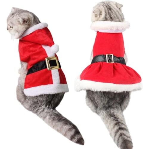 Pet Clothes Cat Winter Cloak For Puppy Clothes Christmas Costume Christmas Pet Clothing Cat Cosplay Santa Claus Dog Costume