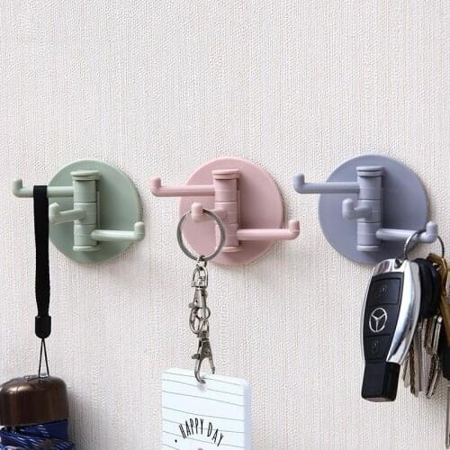 ZK90 Bathroom Kitchen Seamless Paste 3-Branch Rotating Hook Sticky Hook Multifunctional Sticky Hook Three-Pronged Hook