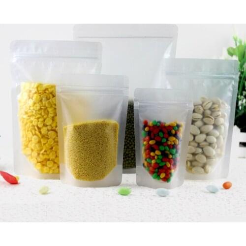 100pcs In/ 7sizes Frosted Matte Pet Kitchen Storage Package Zipper lock Stand Up Packaging Bags Heat Seal Top Free Shipping