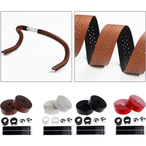 2 Rolls Of New Retro bicycle Road Bike Sports Cork Handlebar Tape+ 2 Bar plug (Retro Brown) there are holes Dropshipping