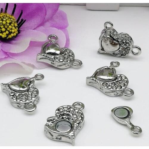 20 PCS heart strong magnetic clasp connector zirconia DIY 21 * 16 mm