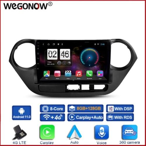 360 Panoramic Camera 6G+128G Android 10.0 Car DVD Player GPS WIFI Bluetooth RDS Radio For Hyundai Grand I10 2013 2014 2015 2016