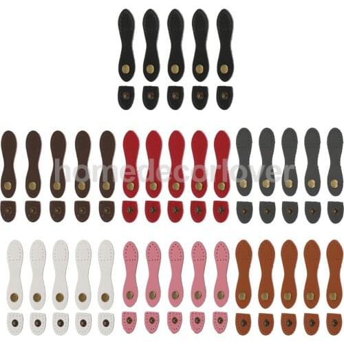 5 Sets Pear-Shaped Leather Buckles Purse Clasp Hasp Buttons DIY Bag Accessories