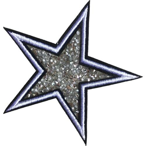5pcs DIY Hot Transfer Star Beaded Patches Iron on Rhinestones Beading Patch Badge for Clothes Bags Hats Shoes Decal Accessories