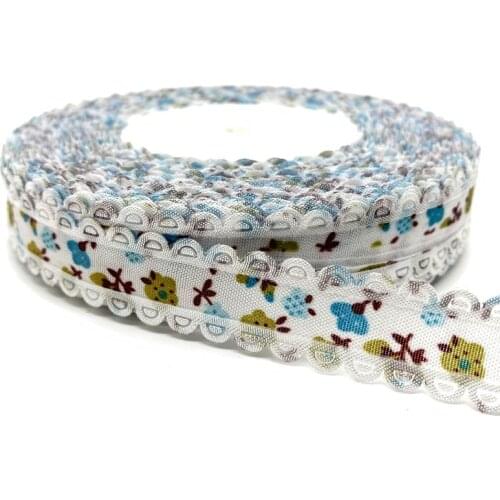 5Yards/lot 18mm Cotton Ribbon Handmade Design Printed Cotton Ribbons For Wedding Christmas Decoration DIY Sewing Fabric #05