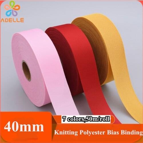 7 Colors 40mm Knitting Polyester Bias Binding Twill Tape Bunting DIY Craft Clothes Hat Bag Patchwork Free Shipping 50m