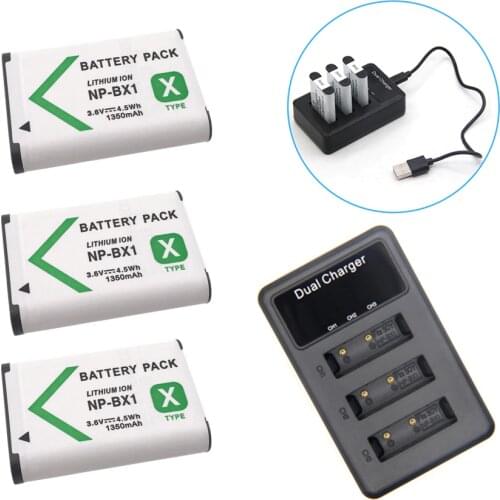 New 1350mAh NP-BX1 NP BX1 Battery for Sony DSC RX1 RX100 M3 M2 RX1R GWP88 PJ240E AS15 WX350 WX300 HX300 HX400 + USB Charger