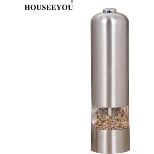 HOUSEEYOU Automatic Electric Pepper Grinder Spice Salt Mills Shaker Seasoning Nuts Food Grinding Home Kitchen Cooking BBQ Tools