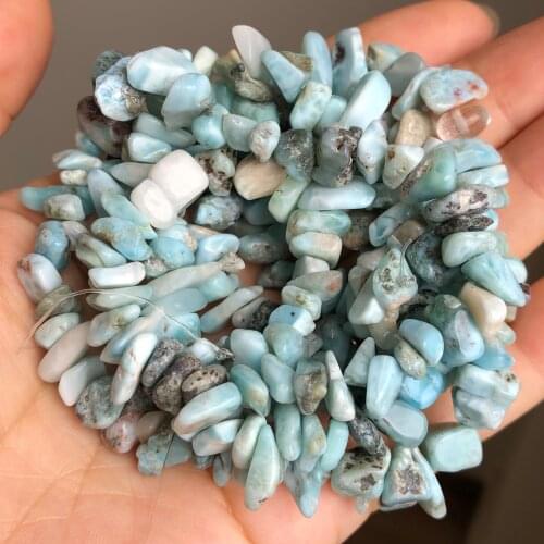 Irregular Gravels Chips Natural Larimar Stone Beads Loose Spacer Beads for Jewelry Making DIY Bracelet Necklace 33"Inches 5-8mm