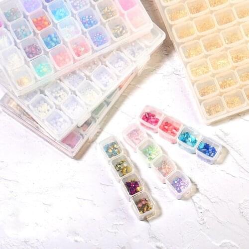 CHNRMJL 28Slots Nail Art Glitter Decorations Mix Rivets Pearls Shell Crystal Rhinestones Beads 3D Nails Accessories Manicure Kit