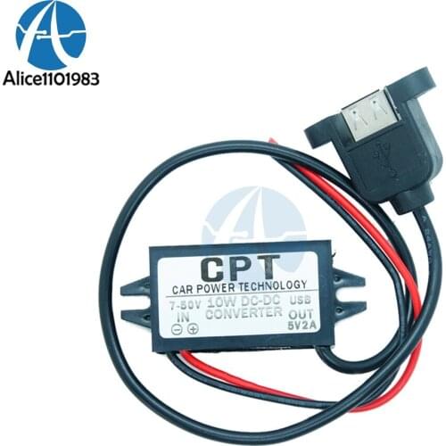 DC-DC Waterproof 5V 2A 10W 7-50V Car Power Converter Adapter Synchronous Rectification USB Female Port