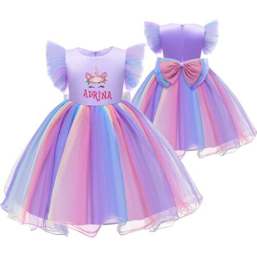 Birthday Party Baby Girls Dress Unicorn Cosplay Cartoon Mesh Princess Dresses For Elegant Christmas Costume Kids Clothes 3-10Y