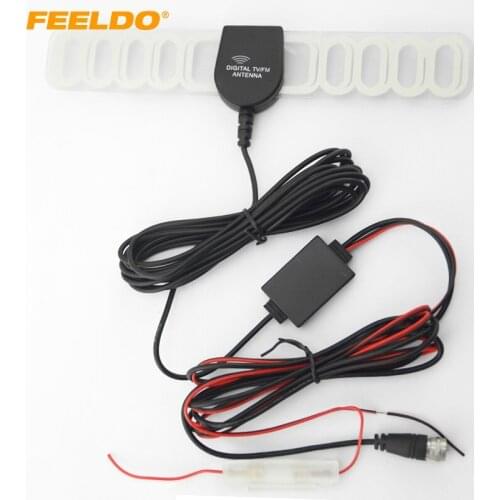 FEELDO 1Set Car F Connector Active DVB-T TV Antenna Aerial With Built-in Amplifier