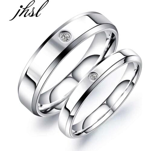 JHSL 3/5mm Stainless Steel Lovers Couples Men Women Wedding Small Rings Valentines Day Gift size 4 5 6 7 8 9 10 11