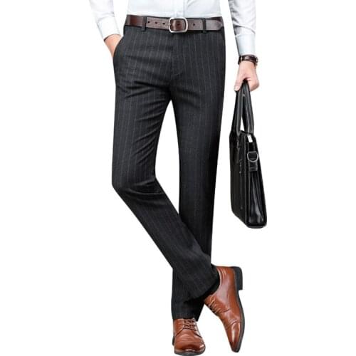 Classic Style Solid Color Mens Modal Business Casual Pants 2020 New Elastic Straight Trousers Male Brand Plus Size 40