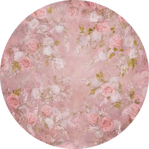 Round circle background watercolor pink flower Backdrop baby shower birthday Party table Covers decoration YY-515