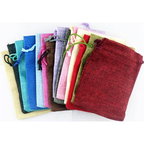 Hot sale 50 pcs/lot Vintage Natural Burlap Hessia Jute Gift Candy Bags Rustic Wedding Party Favor Pouch Birthday Party Supplies