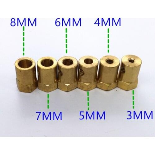 Copper Coupling 3 4 5 6 7 8mm DIY Smart Car Wheel Tire Connector DC Deceleration Motor Aperture Coupling Model Robot Part DIY
