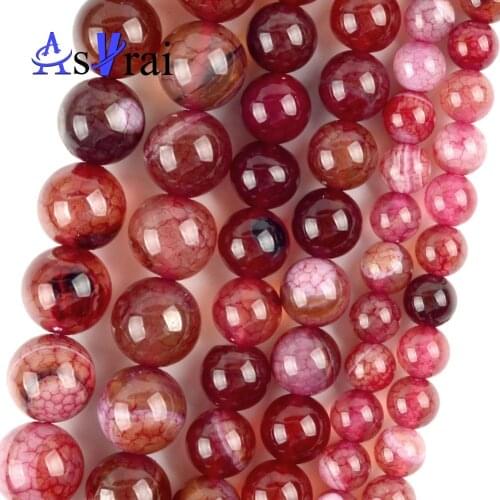 Natural Stone Red Veins Cracked Agates Round Beads Spacer Loose Beads For Jewelry Making 6/8/10/12mm Diy Bracelets Accessories