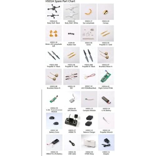 Original Hubsan X4 H501A FPV Battery Remote Control Transmission Module Blade Propeller Brushless motor ESC Parts & Accessories