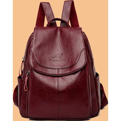 Casual Women Leather Backpack Designer Shoulder Bags For Women 2021 Back Pack School Bags For Teenage Girls Sac Mochila Feminina