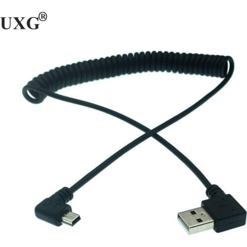 Practical 90 Degree left Right Angle USB 2.0 A Male to Left Angle Mini B 5p Retractable Data Charging Cable for MP3 MP4 Car Came