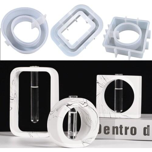 Test Tube Flower Pot Clay Silicone Mold DIY Handmade Home Decor Plant Incubator Cement Epoxy Resin Molds with 5pcs Test Tubes