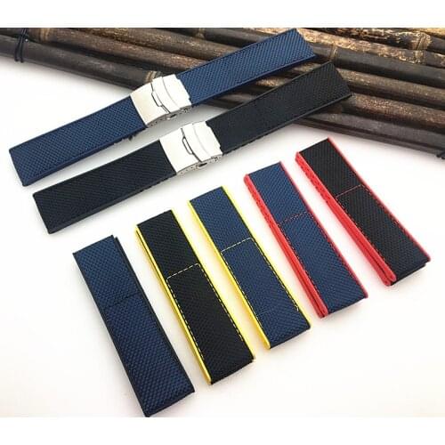 Rubber Silicone Nylon fabric Watch Band For Breitling strap for Avenger Super Ocean Rubber Watchband Sport 22mm 24mm free Tool