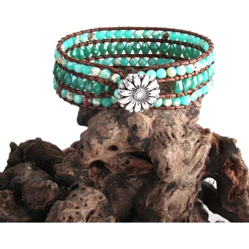 RH Fashion Energy Jewelry Natural Stone and Glass Drop Handmade Friendship Beaded Braceletes Wrap Bracelet For Gift DropShip