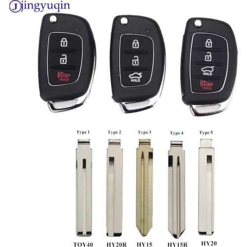 Jingyuqin 3/4 Buttons Flip Folding Remote Car Key Fob Shell Case Cover For Hyundai HB20 SANTA FE IX35 IX45 Accent I40