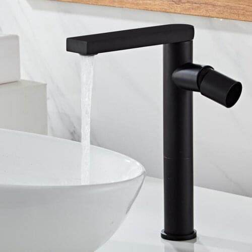 LANGYO Basin Faucet Retro Black Faucet Taps Bathroom Sink Faucet Single Handle Hole Deck Vintage Wash Hot Cold Mixer Tap Crane