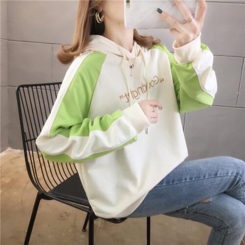 Big Size Women Hoodie Pullover Spring Thin Casual Harajuku Female Letter Embroidery Sweatshirt Oversized Hoodies Top Mujer Y381
