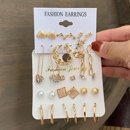Vintage Fashion Pearl Earrings Set For Women Bohemian Jewelry 2021 Geometric Round Circle Pearls Long Dangle Earrings Brincos