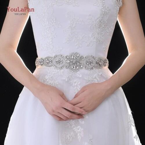 YouLaPan S433 Luxury Women Dress Belts Wedding Belts with Rhinestones Crystal Belts Silver Diamond Belt Bridal Waistband