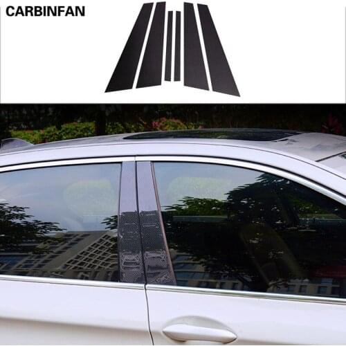 PC Mirror Center Column Protector Carbon Fiber Center Pillar Window Trim Car Accessories 6pcs For Kia Sorento 2009-2014 C1893