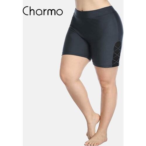 Charmo Plus Size Swim Shorts for Women Swimming Boyleg Board Shorts Swimwear Bottoms Lined