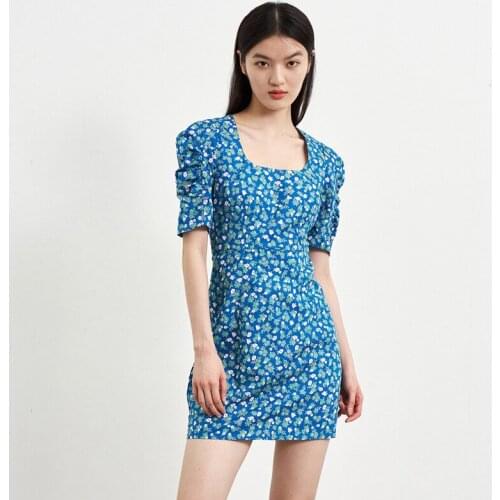 Womens Summer Dress Floral Casual Womens Dresses Short Sleeve Woman Summer Beach Dresses Slim Summer Dresses Ladies 2021