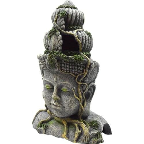1pc Delicate Buddha Statue Portable Aquarium Hideout Fish Tank Decoration Landscaping Shelter Hiding Cave for Aquarium Fish Tank