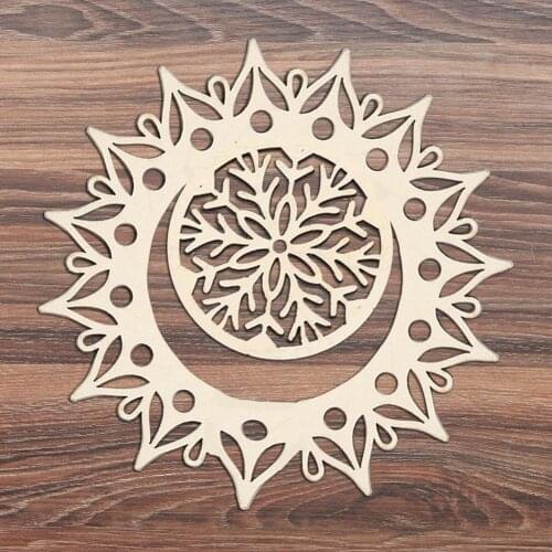 1 Pcs Wall Pendant Decorate 6 Styles Hollowed-Out Wooden Geometric Oriental Meditation Pattern Wall Pendant Home Art Decor