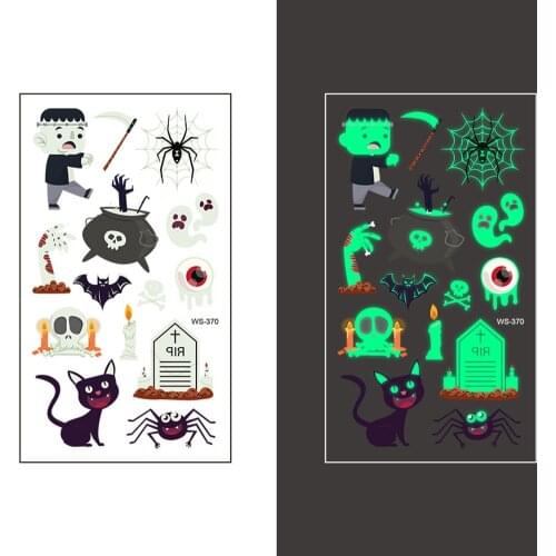 1PC Halloween Luminous Tattoo Stickers For Kids Face Body Tattoo Waterproof Temporary Tattoo Stickers