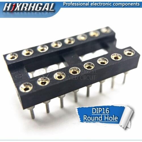 10pcs DIP-16 Round Hole 16 Pins 2.54MM DIP 2.54 DIP16 IC Sockets Adaptor Solder Type 16 PIN IC Connector hjxrhgal
