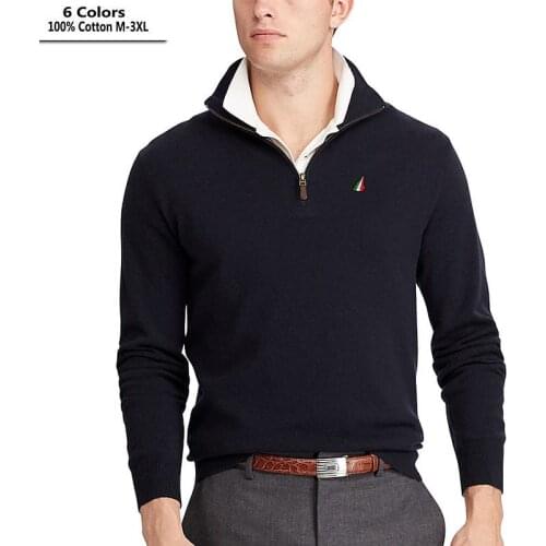 100% Cotton High Quality Autumn Winter Mens Long Sleeve Turtleneck Sweaters Casual Pullovers Knitted Coats Fashion Male Clothing