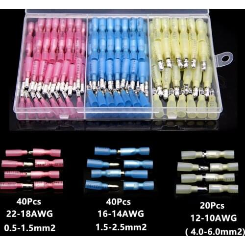 160Pcs Insulated Heat Shrink Bullet Crimp Terminals Female Male Wire Connectors Insulated Crimping Splice Terminals