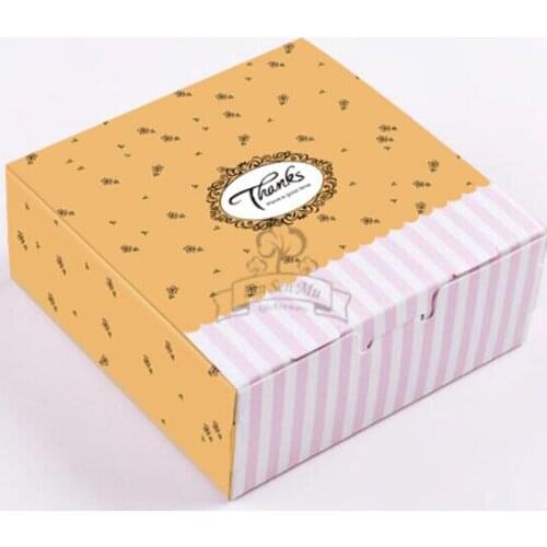 20pcs Flower Gift Box Kraft Paper Party Favor Packaging Thanks Cake Wrapping Box 14x14x5cm