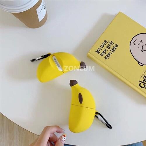 Airpod case.Banana.Earphone protective cover silicone 3D suitable for 1/2 generation 3 airpod wireless bluetooth airpods clone