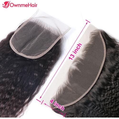 4x4 Lace Closure 13x4 Lace Frontal Closure Yaki Straight Hair Closure Frontal Human Hair Free/Middle Part Lace Frontal Closure