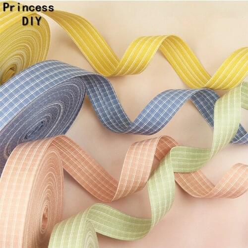 5M 10mm Layering Cloth Fabric Tape 25mm Check Ribbon Plaid Print Cotton Trim DIY Hair Bow Tie Collar Hand Craft Material