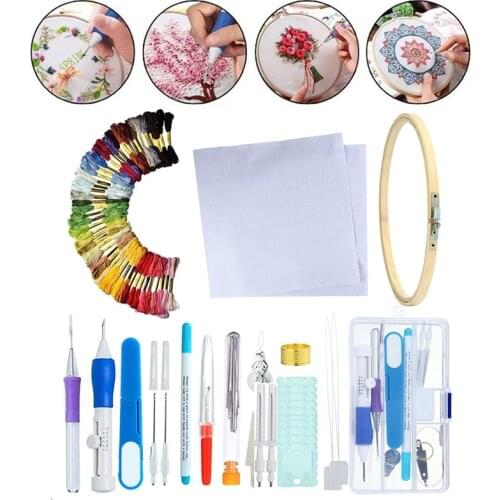 DIY Crafts Magic Embroidery Pen Set DIY Punch Needle Sewing Accessories 50 Threads Plastic+Steel Home Decoration Ornaments